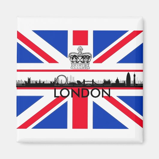 Aimant Londres Angleterre Ville Skyline Union Jack Drapea (Devant)