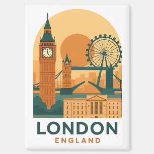 Aimant Londres Angleterre Voyage Vintage Rétro