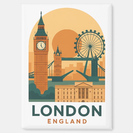 Aimant Londres Angleterre Voyage Vintage | Rétro  (Recto)
