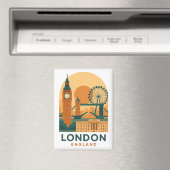 Aimant Londres Angleterre Voyage Vintage | Rétro  (In Situ (Lave-vaisselle))