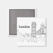 Aimant Londres Big Ben Vacation Dessin Vacances Art Trave (Recto/Verso)