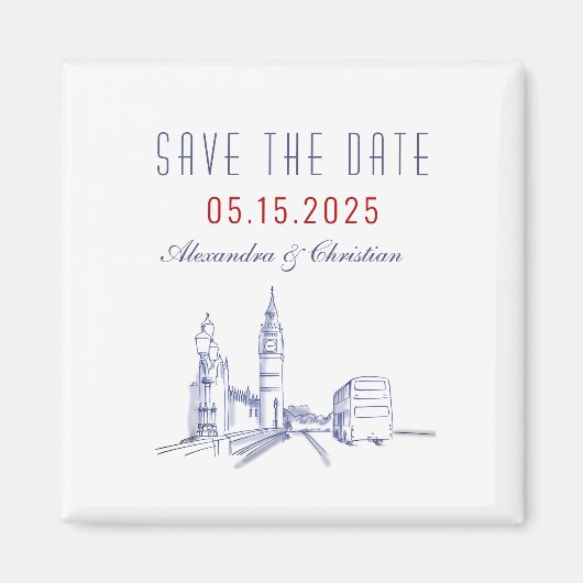 Aimant Londres Mariage Enregistrer La Date Invitation (Devant)