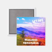 Aimant "Lone Cedar" Wasatch Mountains, Utah Landscape (Recto/Verso)