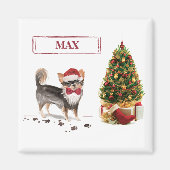 Aimant Long Haired Chihuahua Funny Christmas Dog Tree (Devant)