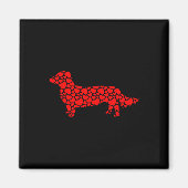 Aimant Long Haired Dachshund Chien mignon Silhouette Coeu (Devant)