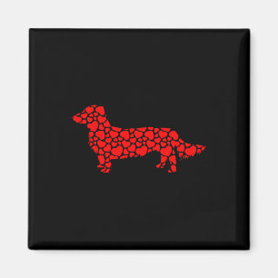Aimant Long Haired Dachshund Chien mignon Silhouette Coeu