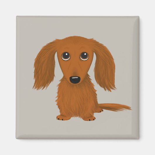 Aimant Long Haired Dachshund | Doxie mignon chien de dess (Devant)