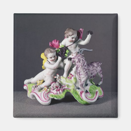 Aimant Longton Hall group, deux putti avec chèvre, vers 1 (Devant)