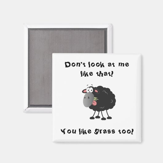 Aimant Longue Agneau perdu : Grass mangeant Black Sheep M (Recto/Verso)