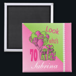 Aimant Look Who's 70 | 70th Birthday | Personalize<br><div class="desc">70th Birthday. ⭐This Product is 100% Customizable. Graphics and / or text can be added, deleted, moved, resized, changed around, rotated, etc... 99% of my designs in my store are done in layers. This makes it easy for you to resize and move the graphics and text around so that it...</div>