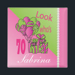 Aimant Look Who's 70 | 70th Birthday | Personalize<br><div class="desc">70th Birthday. ⭐This Product is 100% Customizable. Graphics and / or text can be added, deleted, moved, resized, changed around, rotated, etc... 99% of my designs in my store are done in layers. This makes it easy for you to resize and move the graphics and text around so that it...</div>