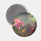 Aimant L'orchidée de Cattleya et trois colibris Heade (Recto/Verso)