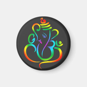 Aimant Lord Ganesha en couleur sur le noir