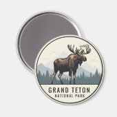 Aimant L'orignal dans le parc national de Grand Teton (Recto/Verso)