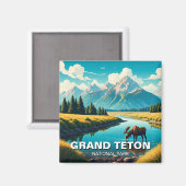 Aimant L'orignal dans le parc national de Grand Teton (Recto/Verso)