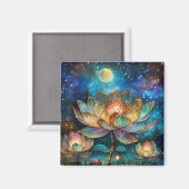 Aimant Lotus de verre tendu fleurit au clair de lune (Recto/Verso)