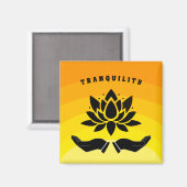 Aimant Lotus fleur paisible silhouette jaune orange (Recto/Verso)