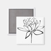 Aimant Lotus Flower Black and White Ink Dessin Art (Recto/Verso)