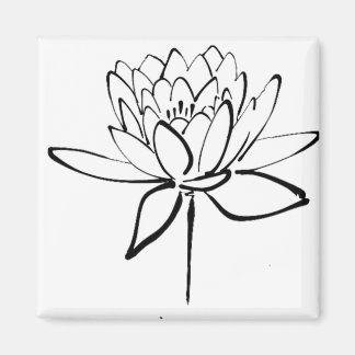 Aimant Lotus Flower Black and White Ink Dessin Art