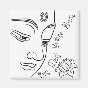 Aimant Lotus flower Om Mani Padme Hum Noir