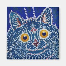 Louis Wain Psychedelic Bleu Chat