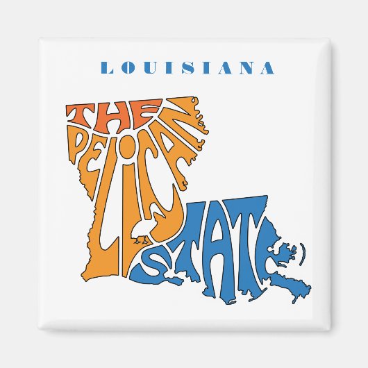 Aimant Louisiane surnom Word Art (Devant)