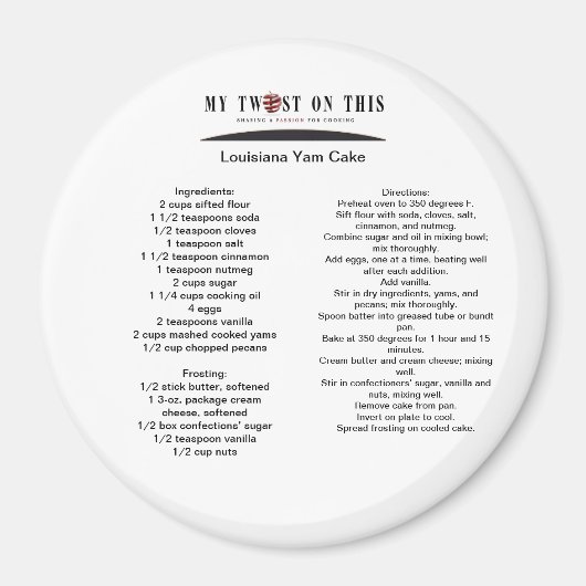 Aimant Louisiane Yam Cake (Devant)
