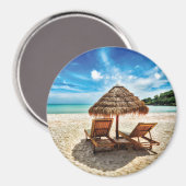 Aimant Lounge on beach throw pillow (Recto/Verso)