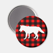 Aimant Loup blanc et buffle noir rustique rouge rouge rou (Recto/Verso)