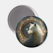 Aimant Loup blanc Mandala (Recto/Verso)