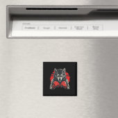 Aimant Loup boxeur avec gants de boxe Kickboxing Boxe drô (In Situ (Lave-vaisselle))