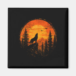 Aimant Loup coucher de soleil montagne forêt sauvagerie n