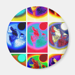 Aimant Loup d'art pop