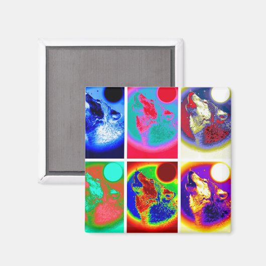 Aimant Loup d'art pop (Recto/Verso)