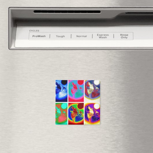 Aimant Loup d'art pop (In Situ (Lave-vaisselle))