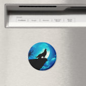 Aimant Loup en silhouette hurlant à la pleine lune (In Situ (Lave-vaisselle))