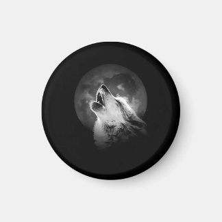 Aimant Loup et lune de Howling noir et blanc