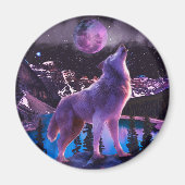 Aimant Loup gris hurlant dans la forêt (Devant)