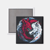 Aimant Loup lunaire double sauvage (Recto/Verso)