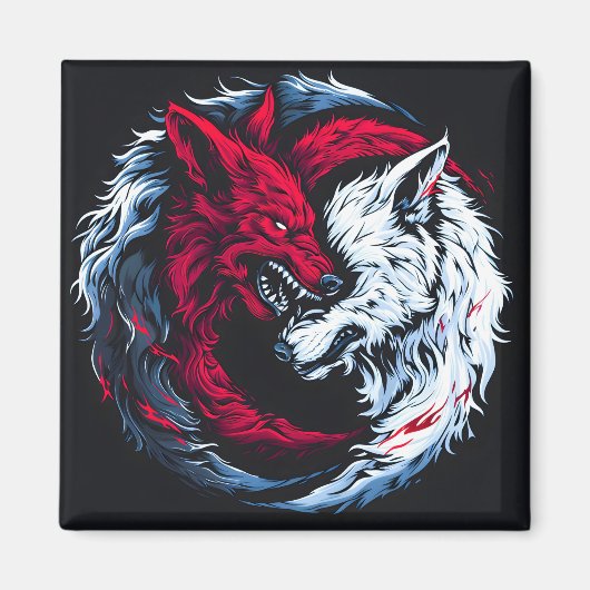 Aimant Loup lunaire double sauvage (Devant)