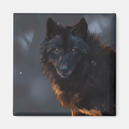 Aimant loup noir (Devant)
