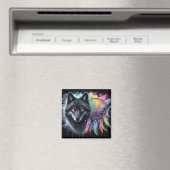 Aimant Loup noir avec un catcheur de rêves (In Situ (Lave-vaisselle))