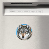 Aimant Loup peint (In Situ (Lave-vaisselle))