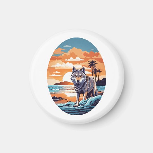Aimant Loup sur la plage (Devant)
