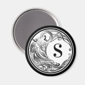 Aimant Loup tribal - Monogramme ombragé (Recto/Verso)