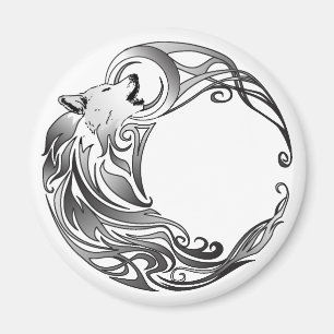 Aimant Loup tribal - ombragé