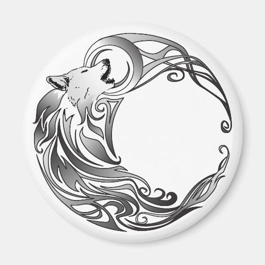 Aimant Loup tribal - Ombragé (Devant)