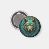 Aimant Loup Turquoise et Or (Recto/Verso)