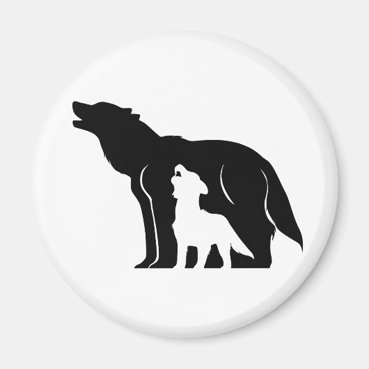 Aimant Loups noirs et blancs (Devant)
