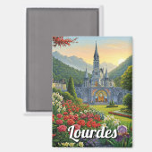 Aimant Lourdes France Fleurs de Voyage (Recto/Verso)
